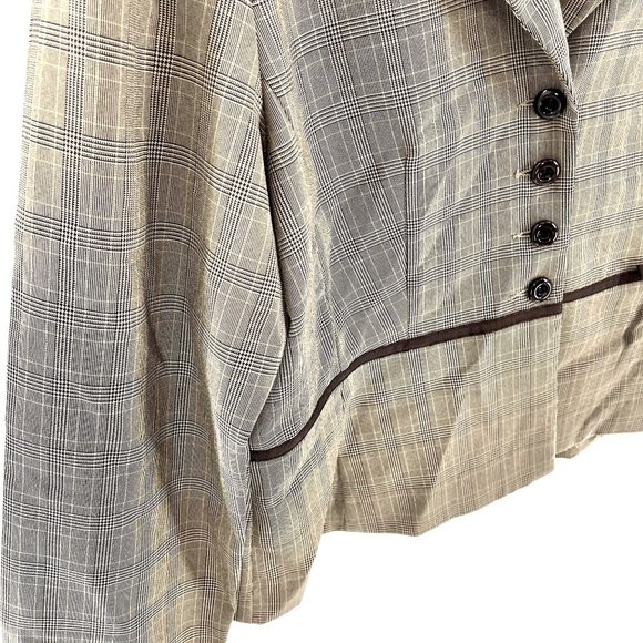 Sweet Suit Blazer Size 16 Brown Tan Button Front Long Sleeve Career Business Cas - Picture 5 of 6